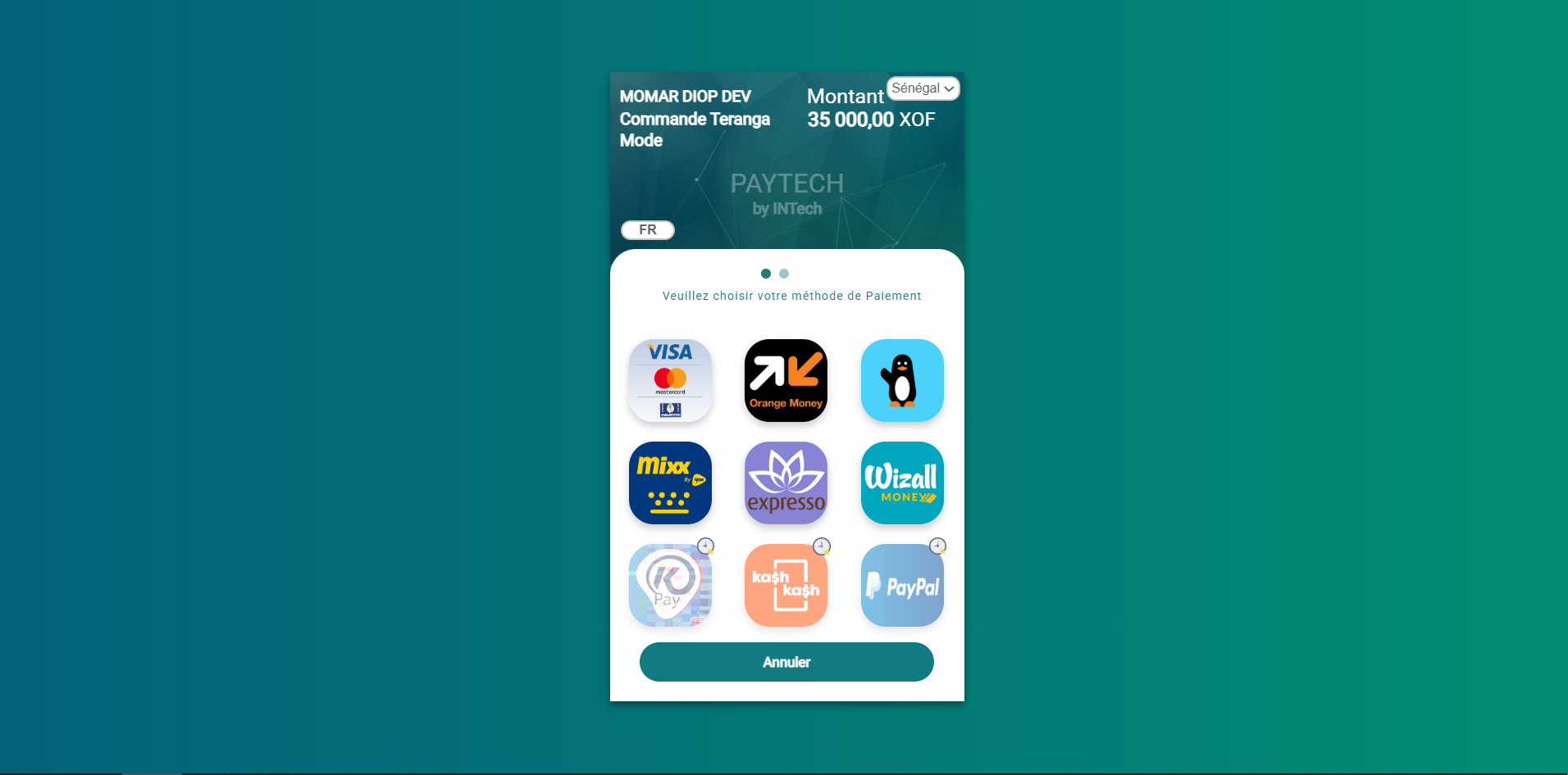 Confirmation paiement mobile